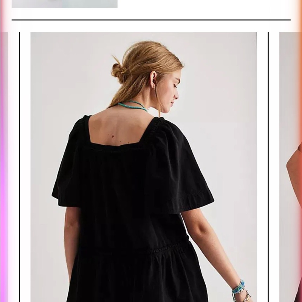 Free People Black Square-Neck Button Front Romper with Tie Details NWOT - Picture 4 of 4